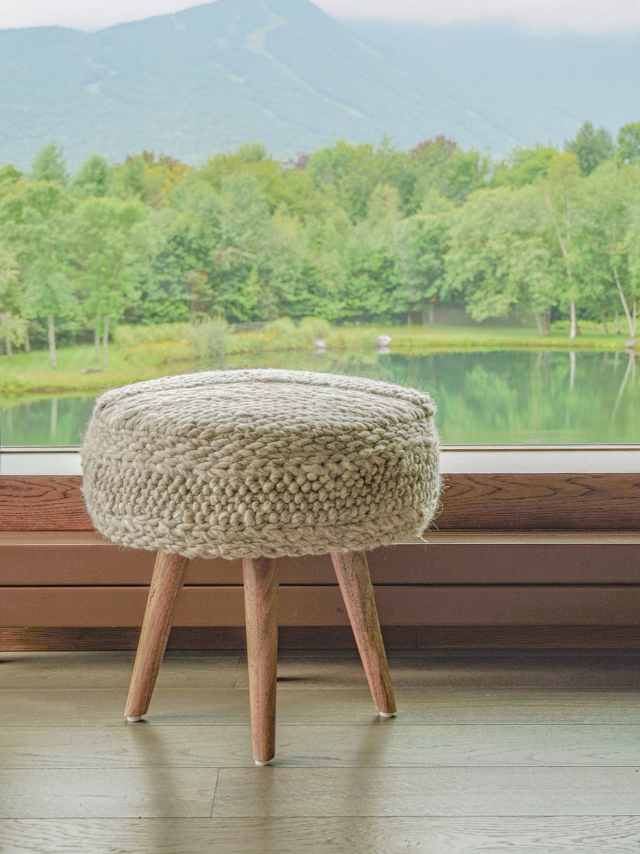 Textured Taupe Oversized Handwoven Stool – Anaya