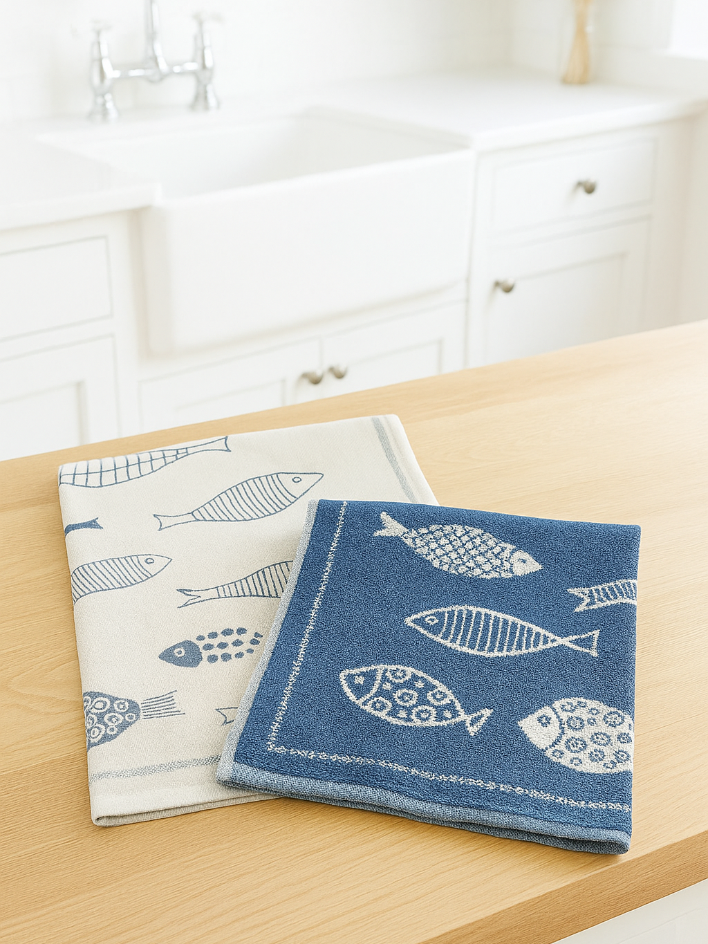 KOPIRIT Vintage Fishes Hand Towels - Set Of 2, Soft Absorbent Coral Fleece, 18.2x14 Inch For Bathroom & Kitchen - View #12