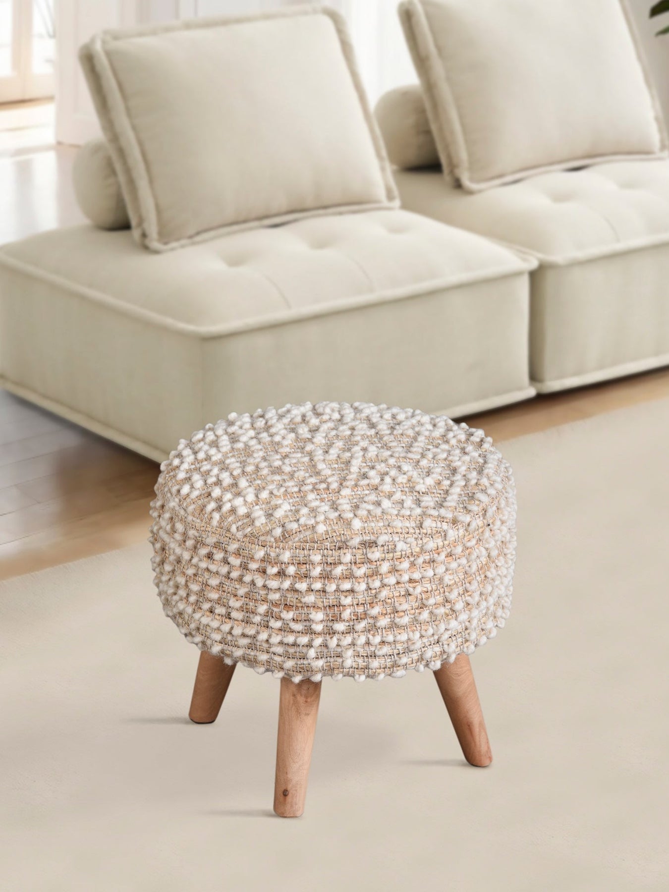Stool Natural Natural Boucle Handwoven Foot Stool – Anaya