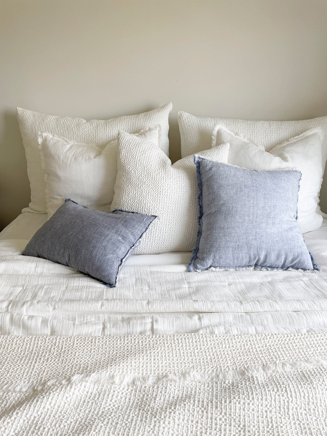 Chambray Blue Linen Down Alternative 20x20 Pillow - Anaya