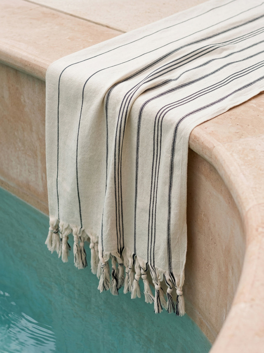 Tulum Stripe Natural Linen Turkish Towel – Anaya