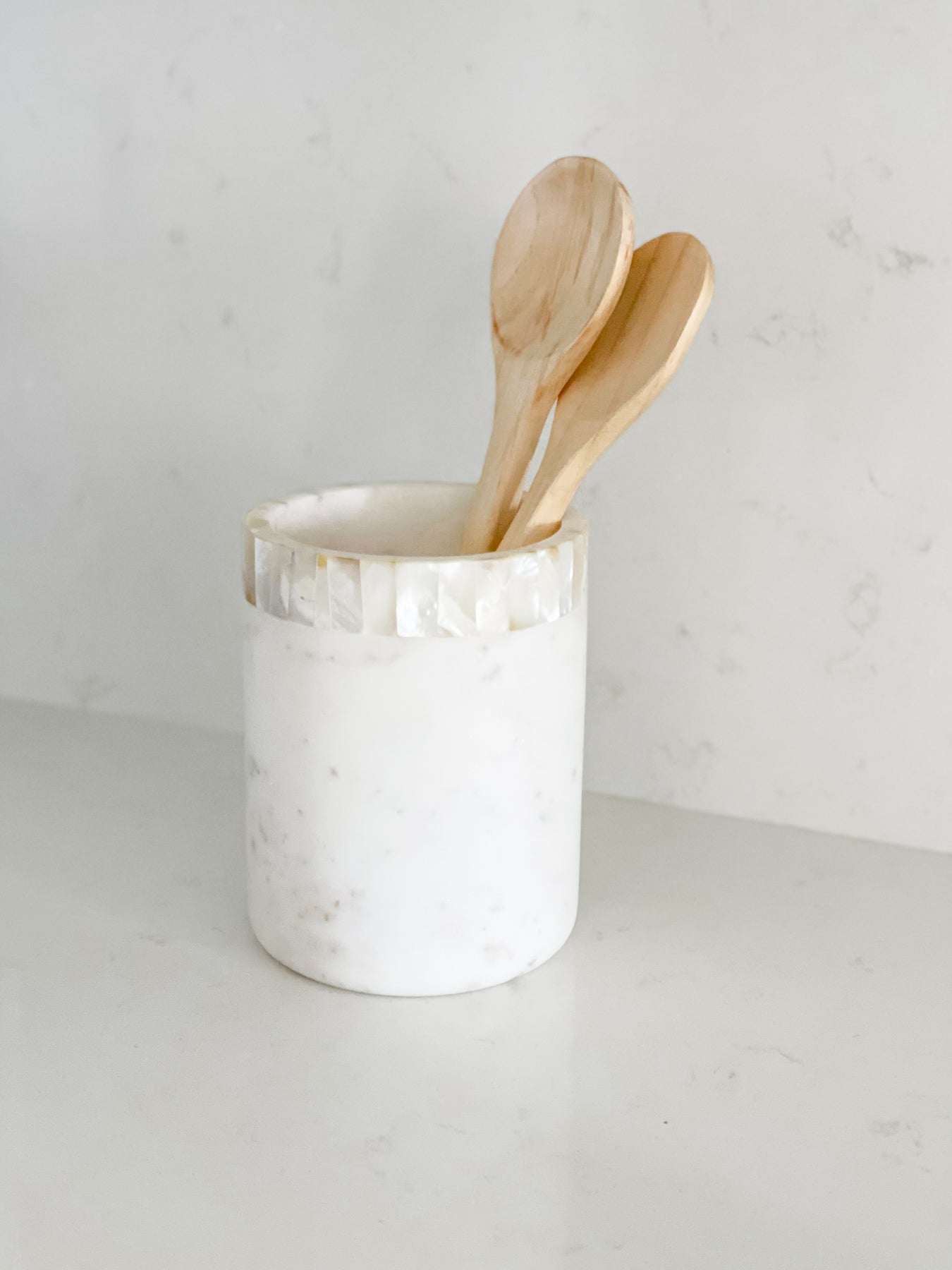 White Marble Kitchen Utensil Holder